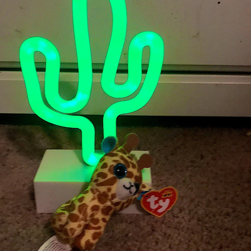 A stuffed animal giraffe that’s a beanie boo